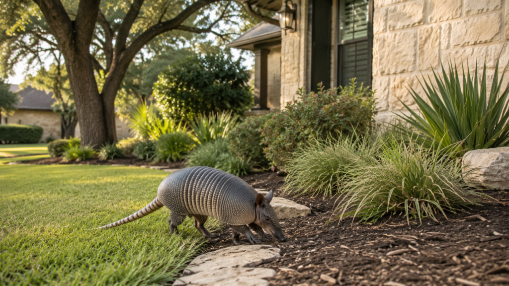 armadillo in college station backyard